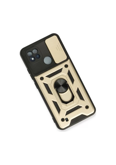 Newface Realme C11 2021 Kılıf Pars Lens Yüzüklü Silikon - Gold Altın