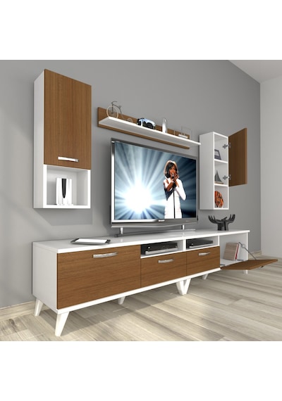 Decoraktiv Eko 5220da Mdf Retro Tv Ünitesi Tv Sehpası Beyaz - Ceviz