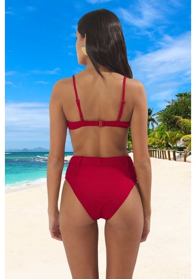 Ersefa Tasarım Bikini Takımı Yaz Koleksiyonu Şık Detaylı Hızlı Kuruyan U Kırmızı