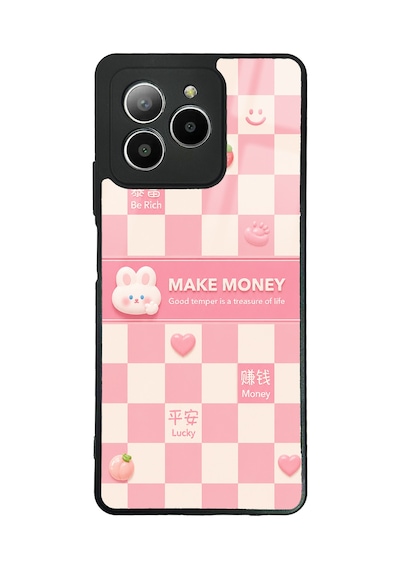 Omix X7 Pink Make Money Tasarımlı Glossy Telefon Kılıfı Pembe