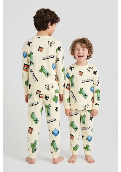 Zuzunga Computer Game Desenli Erkek Çocuk Pijama Takımı Krem