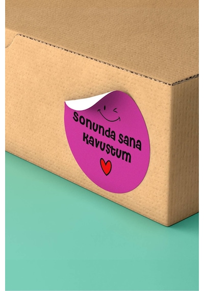 Sonunda Sana Kavuştum Fuşya Sticker 3x3cm St2345 Çok Renkli