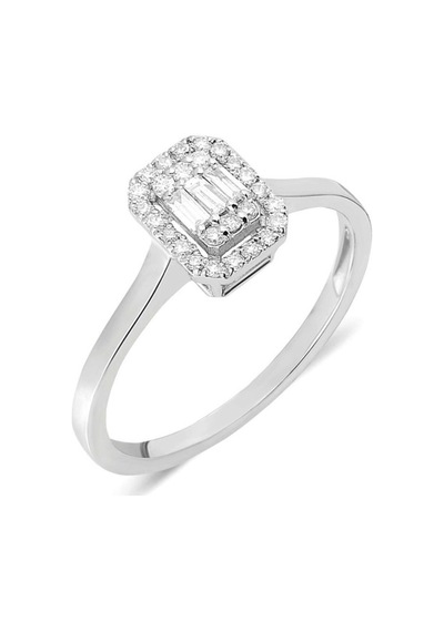Brezza Lusso Jewelry Gümüş Baget Zirkon Taşlı Tektaş Bayan Yüzük - 462269813