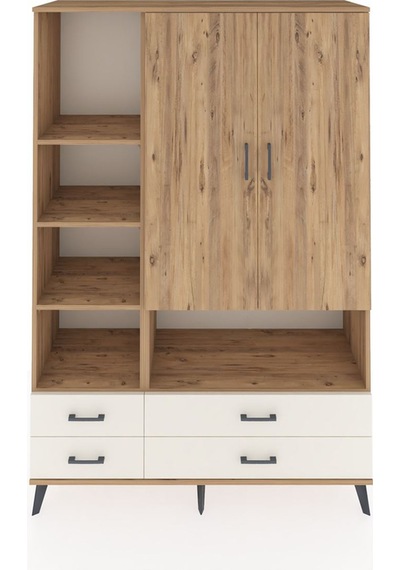Hyperion Dolap 8 Raflı 4 Çekmeceli 2 Kapaklı 132x44x195 Çam-ç... Çam