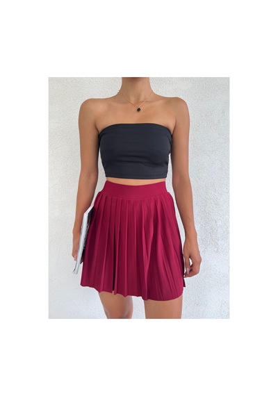 Winmoda34 Kadın Tenis Eteği Içten Taytlı Sporcu Etek Kırmızı