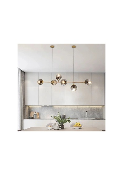 Colye Modern Siyah Metal Camlı Sarkıt Avize & Sarkıt Avize - Ofis Avize Ve Yemek Odası Avize