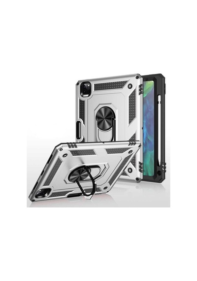 İpad Pro 11 2021 3.nesil A2377-a2459-a2301-a2460 Uyumlu Çift Katman Yüzüklü Vega Tablet Kılıfı - Mavi - T25079
