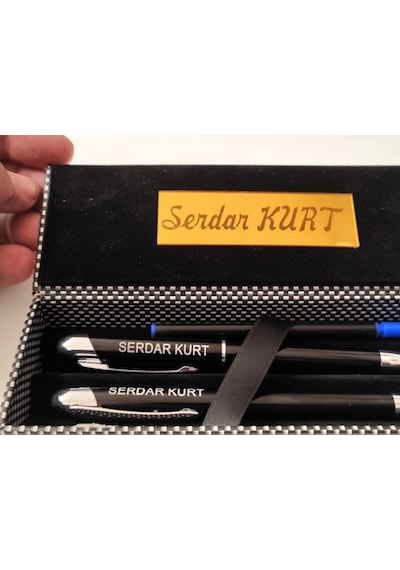 Hediye Aramaya Son Özel Hediye Kalem Takımı Kişiye Özel İsim Ve Fiyat Gümüş - Siyah