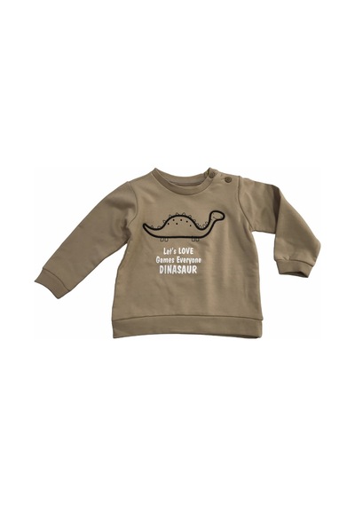 Divonette Sweatshirt Dinazor Nakışlı Bej -7595 Bej