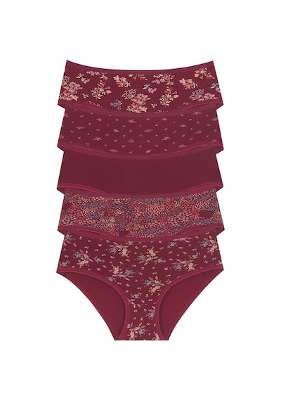 18006-5 Kadın 5'li Flowers Bato Külot Paketi V27-bordo Bordo