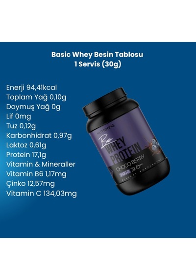 Basic Whey Protein Tozu 2100g 70 Servis Choco Berry Aromalı Karışık