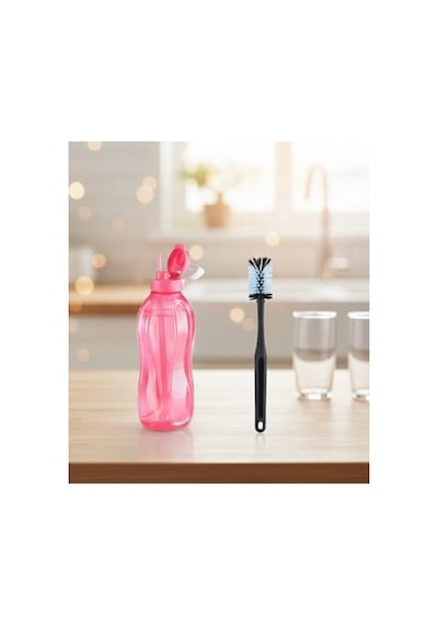 Eco Şişe 2 Lt Şişe Pipetli Pembe+ Eco Şişe Fırçası Siyah Pembe