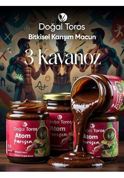 3 X 240 Gr Doğal Toros Atom Ballı Ginsengli Polenli Bitkisel Panax Ginseng Macunu