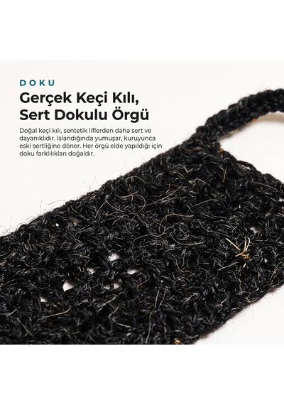 Lexroo Keçi Kılı Sırt Lifi El Örmesi. Siyah 70 Cm 11 Cm