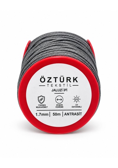 1.7 Mm Jaluzi, Stor Ve Katlamalı Perde İpi 50 Metre Polyester Antrasit