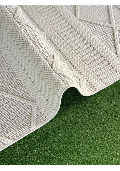 Woolen Tual Anti Alerjik Bukle Halı 8404 Krem Renkli