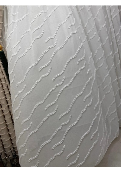 Nivemeshome Ahu 1-0037 Tam Desenli 1/3 Pileli Tül Perde Apm Ekru
