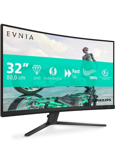 Philips Uyumlu  Evnia 31.5" 32m2c3500l 180hz 0.5ms 2k Qhd Kavisli Gaming Monitör