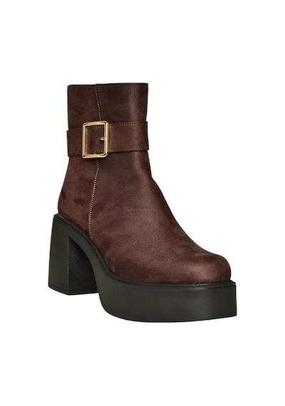 Fox Shoes V726446602 Kahverengi Süet Kalın Topuklu Kadın Bot Kahverengi-süet