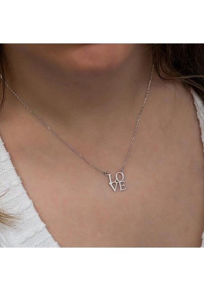 Love Yazılı 925 Gümüş Kolye
