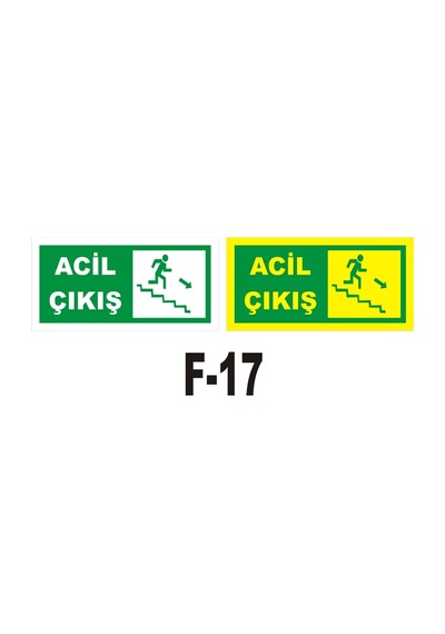 Fosforlu & Düz Levha Acil Çıkış Yönlendirme Sağ Merdiven Iniş
