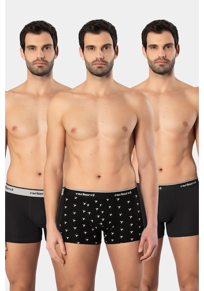 Cacharel Erkek Desenli Likralı Boxer 3'lü Paket 1339/siyah 1 Gri