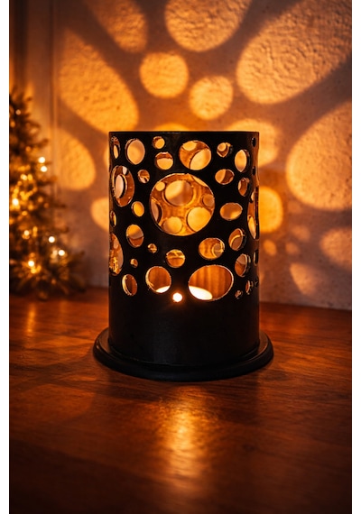 3d Desenli Mumluk Dekoratif Tealight Mumluk Işık Geçirgen Modern Mumluk Siyah