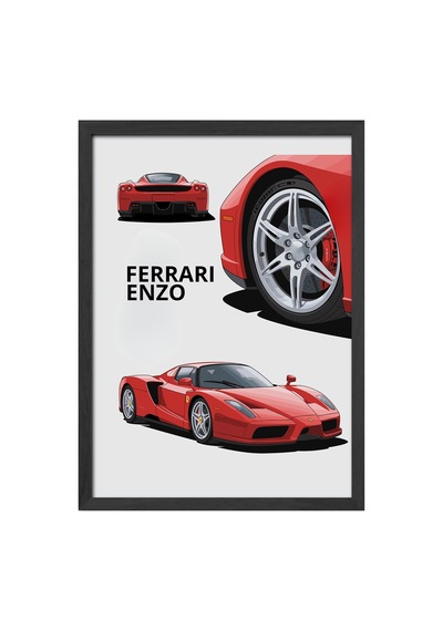 Ferrari Enzo Siyah Ahşap Çerçeveli Poster, Dekoratif Araba Duvar Tablosu