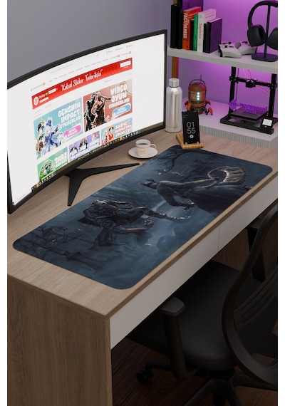 Bloodborne Kaymaz Dikişli Kauçuk Oyuncu Mousepad V2 - 90x40 Xxl Gaming Mouse Pad Fare Altlığı