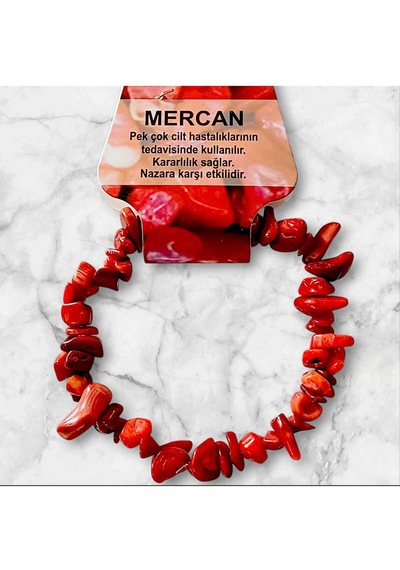 Mercan Kırıktaş Kartlı Ve Özel Kutulu Doğaltaş Bileklik Cilt Sağlığı, Kararlılık Ve Nazar İçin Kırmızı