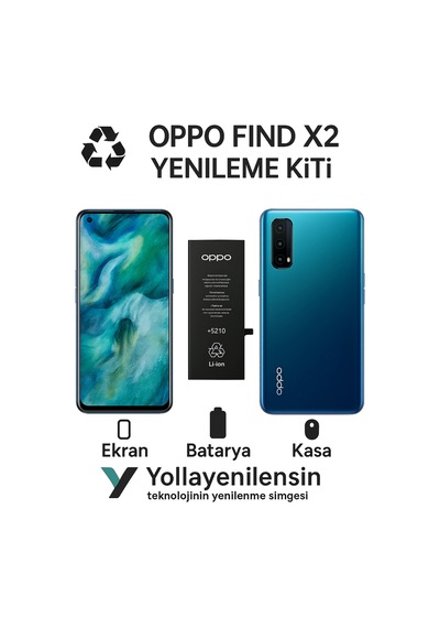 Oppo Find X2  Kiti Ekran + Batarya + Arka Kasa Model Uyumlu, Yüksek Kalite Parçalar