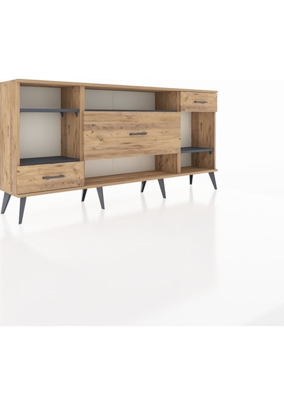 Arges Konsol 4 Raflı 3 Çekmeceli 176x30x83 Çam-antrasit/çam Antrasit/çam Arges Konsol 4 Raflı 3 Çekmeceli 176x30x83 Çam-antrasit/çam Antrasit/çam