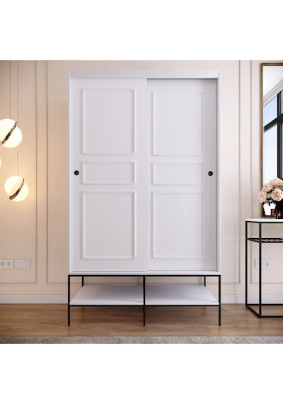 Pasific Home Martin 2 Kapaklı Sürgülü Gardırop Elbise Dolabı Parlak Beyaz 120 CM