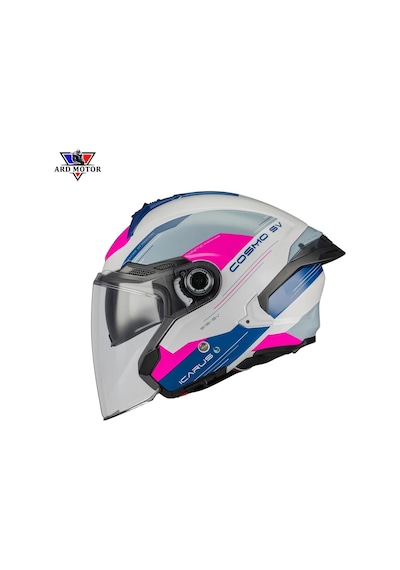 Cosmo Sv A8 Parlak Güneş Vizörlü Yarım Kask Pembe