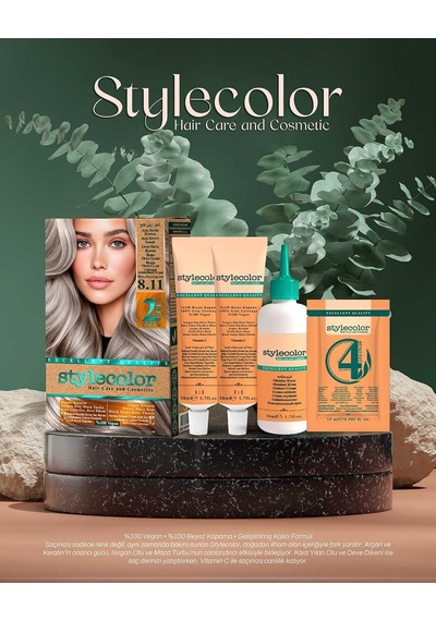 Stylecolor Bitkisel İçerikli Vegan Krem Saç Boyası 8.11 - Açık Zeytin Kumral