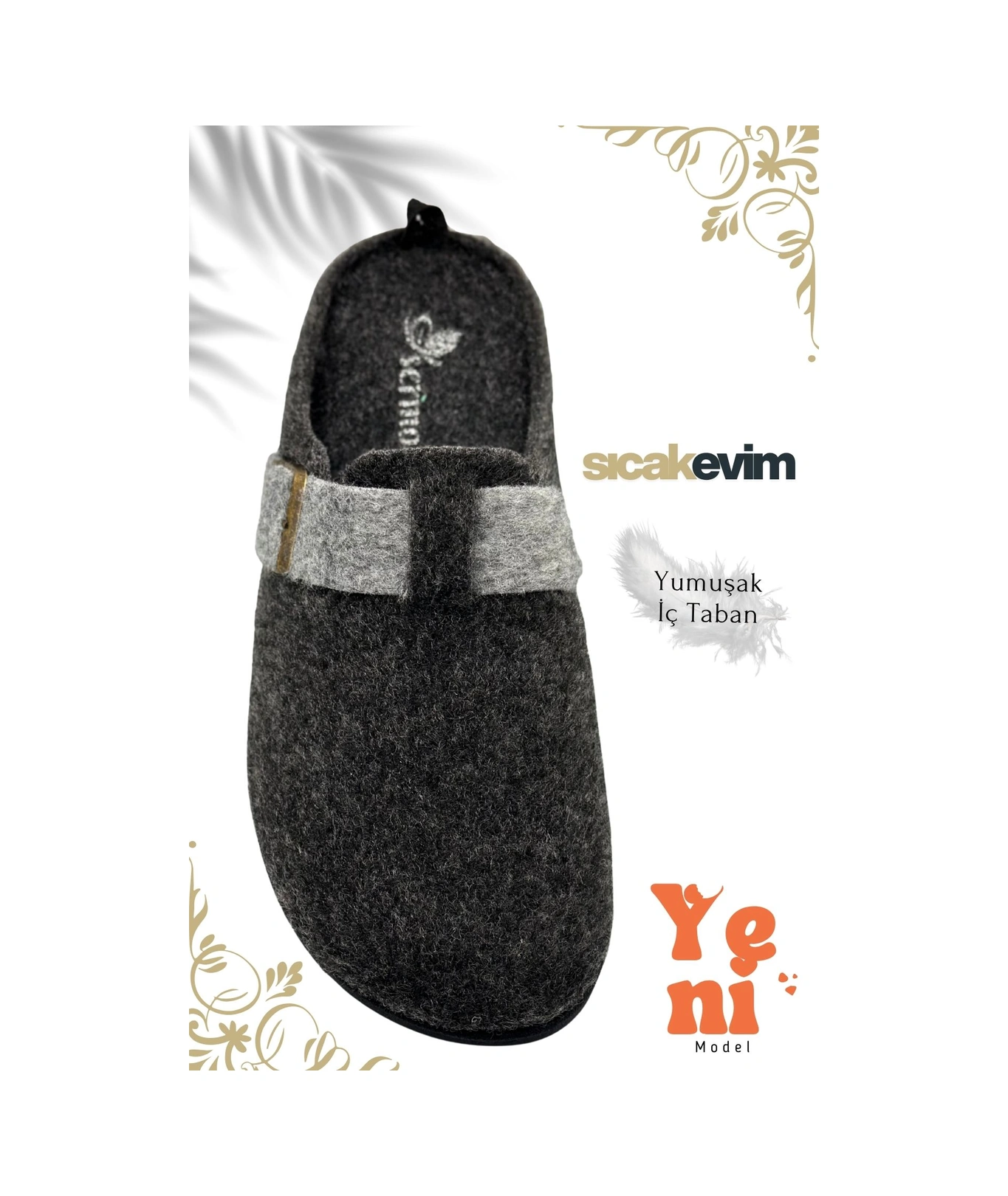 Kadın Kışlık Ev Terliği Sıcak Tutan, Hafif Ve Dayanıklı Şık Peluş Terlik Füme Gri Füme Gri