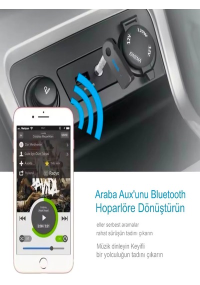 3.5mm 120mah Bluetooth Kablosuz Aux Araç Kiti Ses Hoparlör Univer