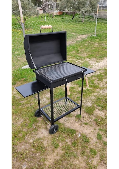 40x50x75 Barbekü Mangal Oluklu Izgara Kapaklı Varil Mangal Barbekü