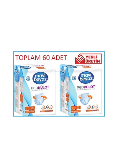 Mavi Beyaz Ped Emici Külot Hasta Bezi XL 60 Adet