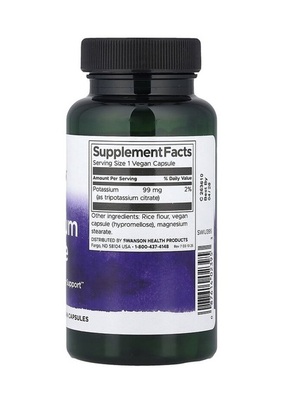 Swanson Vitamins, Potassium Citrate, 99 Mg, 120 Capsules