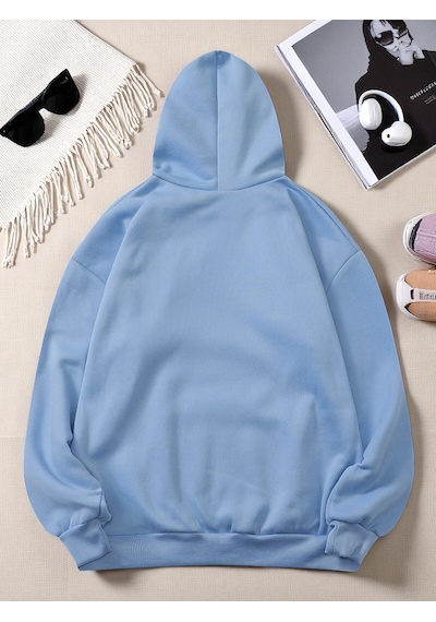 Uyguntarz Unisex Born To Read Baskılı Oversize Sweatshirt Bebe Mavisi