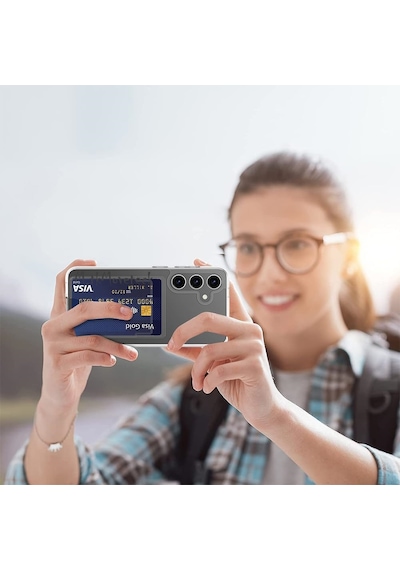 Samsung Galaxy A55 Uyumlu Kılıf Şeffaf Kartlık Bölmeli Yumuşak Silikon