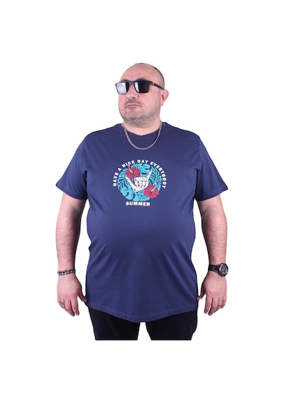 Starbattal Büyük Beden Erkek Sıfır Yaka Tişört Summer 23119 Marin-Marin Çok Renkli