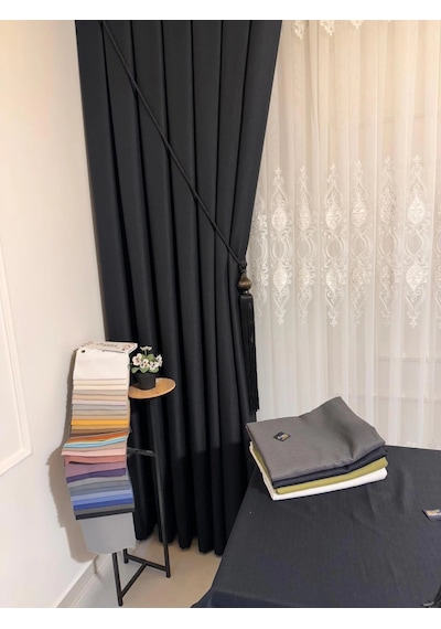 Nivemeshome Roma Keten 1/3 Sık Pileli Antrasit Fon Perde Apm Antrasit
