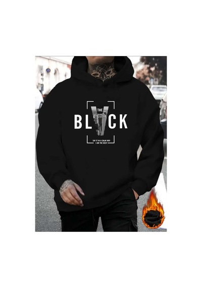 Medinenur Black Baskılı 2 Iplik Şardonlu Sweatshirt Siyah