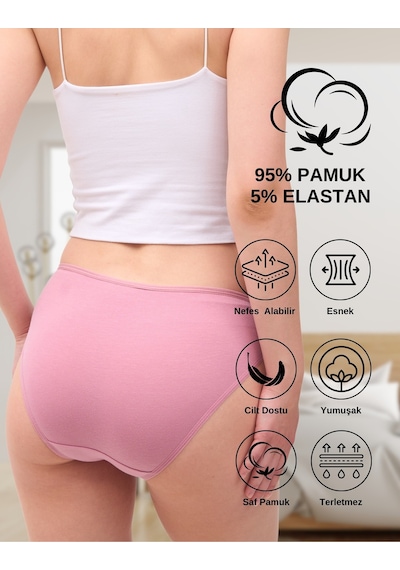 Alya Underwear Kadın Pamuklu Hipster - Slip Külot 5 Farklı Renk 1 Pakette Multicolor-x26
