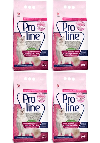 Proline Bebek Kokulu Topaklanan Kedi Kumu 10 Lt X 4 Adet