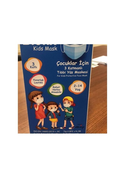 3 Katlı Çocuk Maske 10 Lu X 10 Kutu