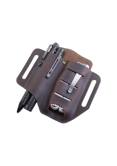 Dachuang Pu Deri Çok Satırlı Tutucu Essential Organizatör Kemeri Çantası Kalem Depolama Çantası Açık Brown