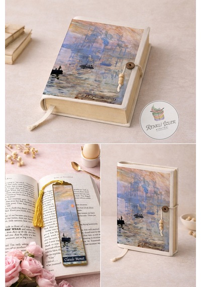 Kitap Kılıfı Ve Metal Kitap Ayracı Seti Claude Monet Gün Doğumu